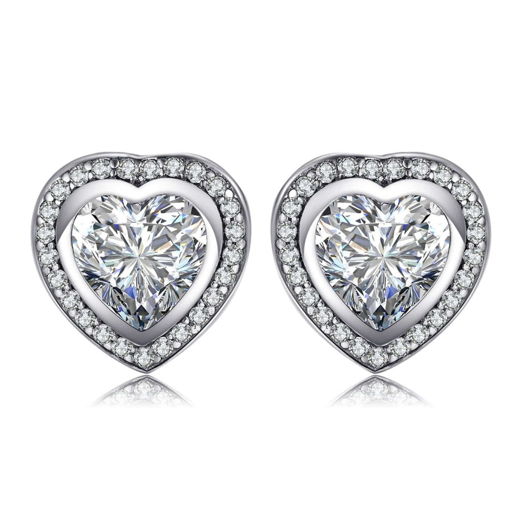 Celestia Heart-Shaped Earrings with Silver Zirconia - An Enchanting Accessory