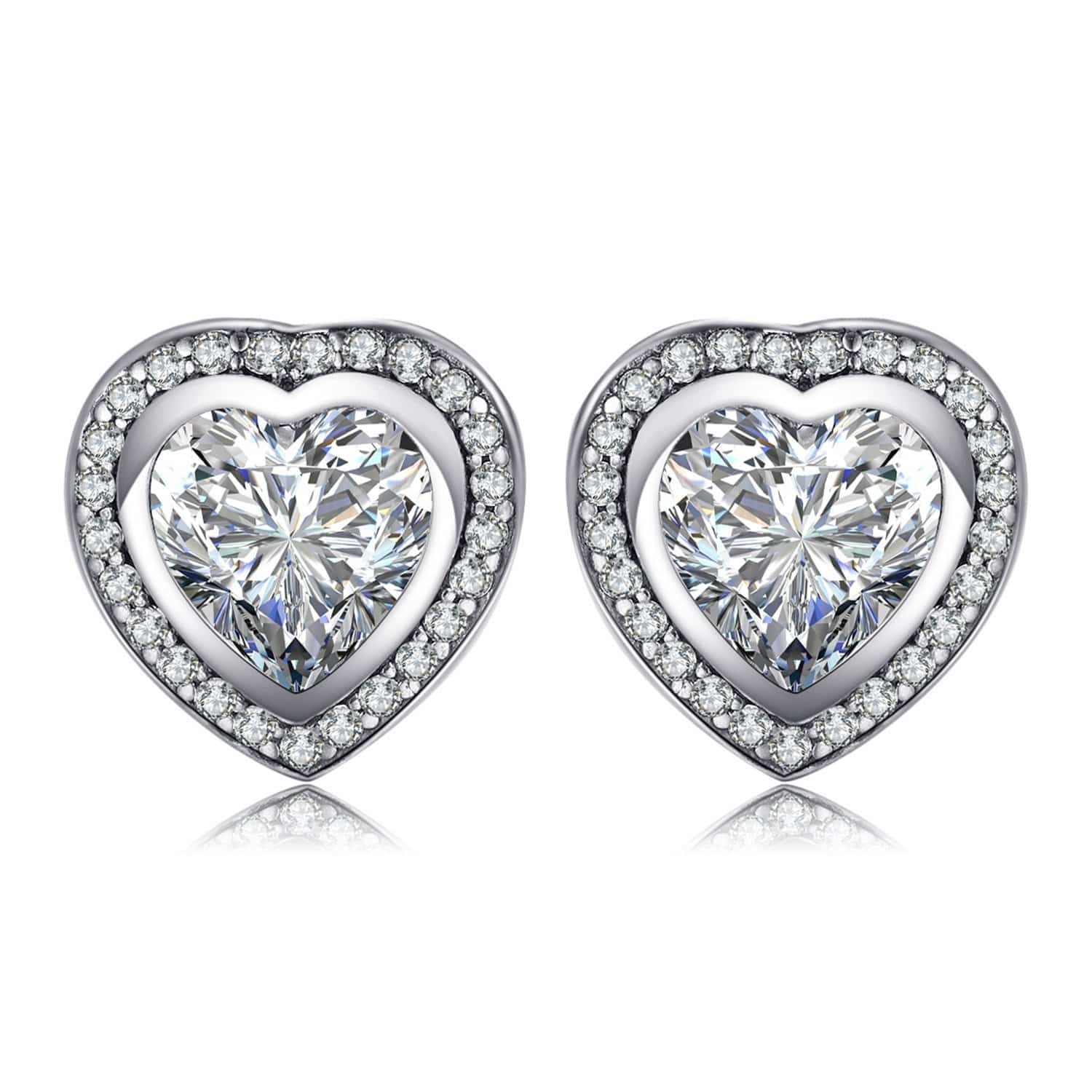 Celestia Heart-Shaped Earrings with Silver Zirconia - An Enchanting Accessory