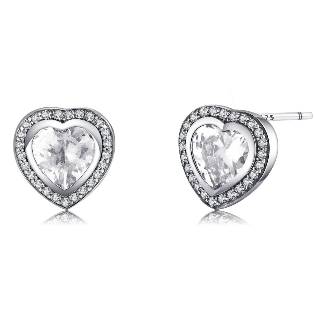 Celestia Heart-Shaped Earrings with Silver Zirconia - An Enchanting Accessory