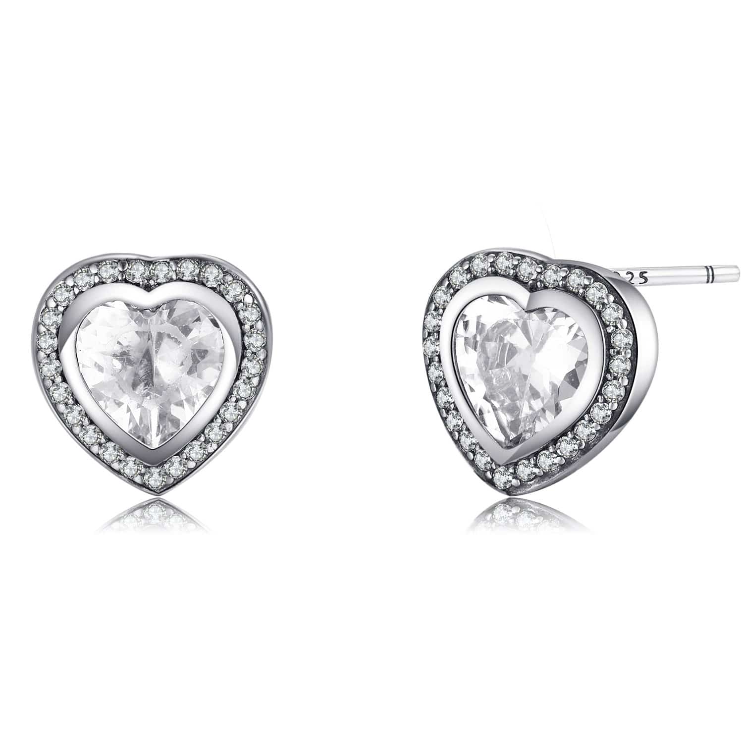 Celestia Heart-Shaped Earrings with Silver Zirconia - An Enchanting Accessory