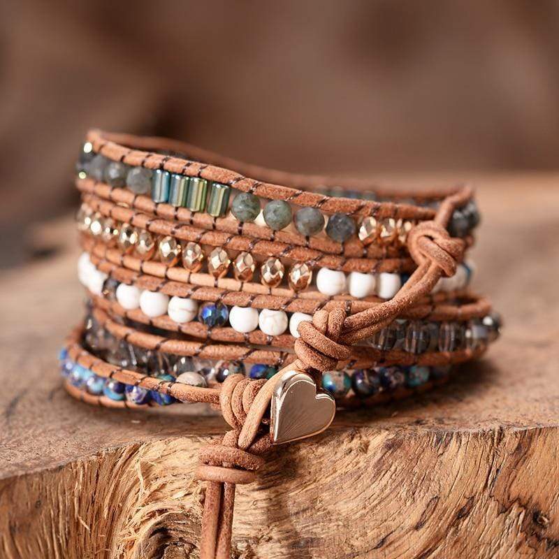 Lunara - Labradorite Heart Wrap Bracelet