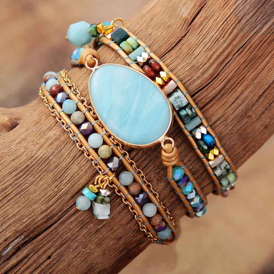 Amazonite Bracelet – Stylish Sea Blue Wrap Bracelet
