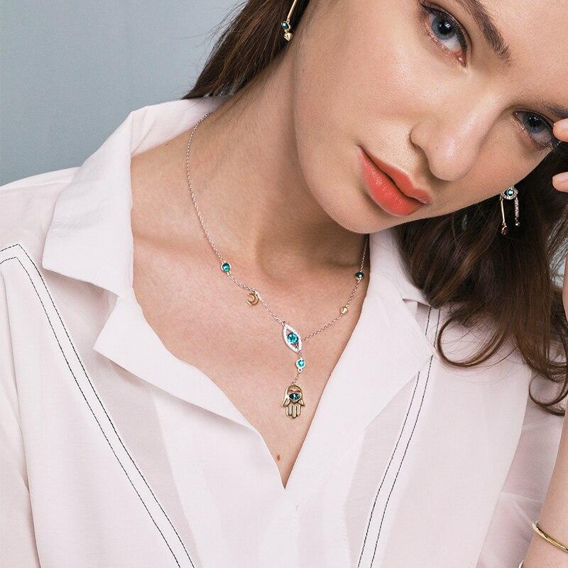 CrystalHamsa - Elegant Silver Necklace with Hamsa