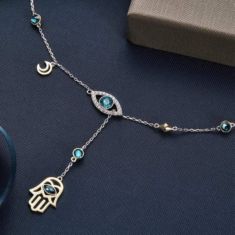 CrystalHamsa - Elegant Silver Necklace with Hamsa