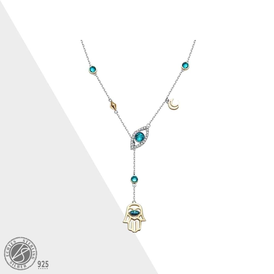 CrystalHamsa - Elegant Silver Necklace with Hamsa