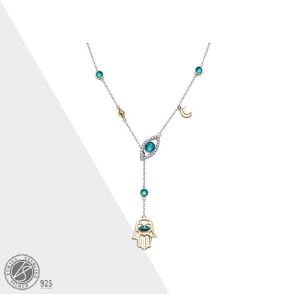 CrystalHamsa - Elegant Silver Necklace with Hamsa