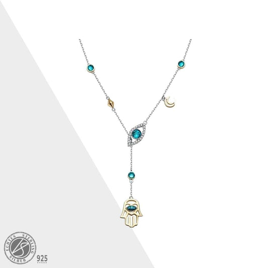 CrystalHamsa - Elegant Silver Necklace with Hamsa