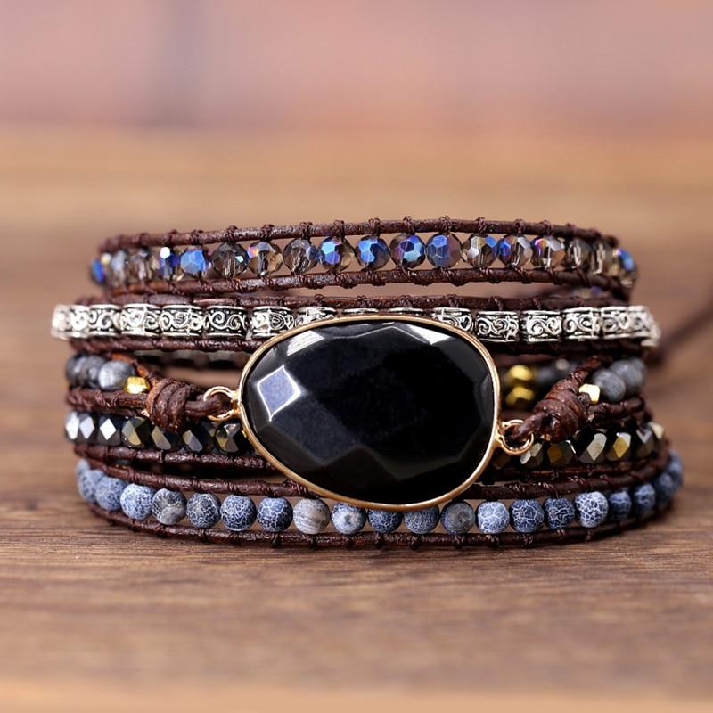 OnyxGlow – Luxurious Wrap Bracelet for Women