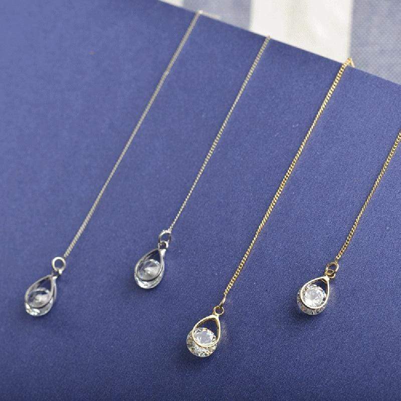 Isalyn - Elegant Long Rhinestone Drop Earrings