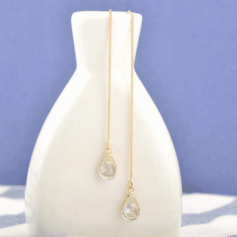 Isalyn - Elegant Long Rhinestone Drop Earrings