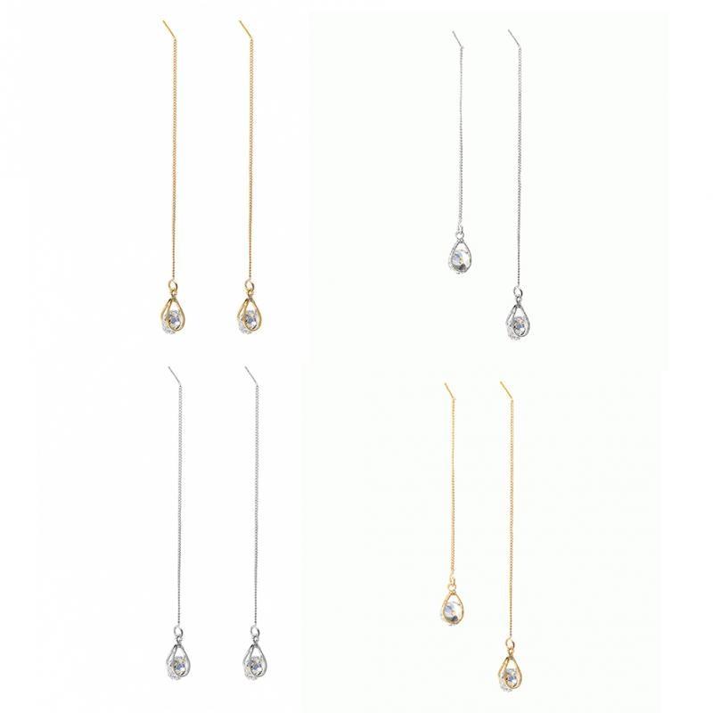 Isalyn - Elegant Long Rhinestone Drop Earrings