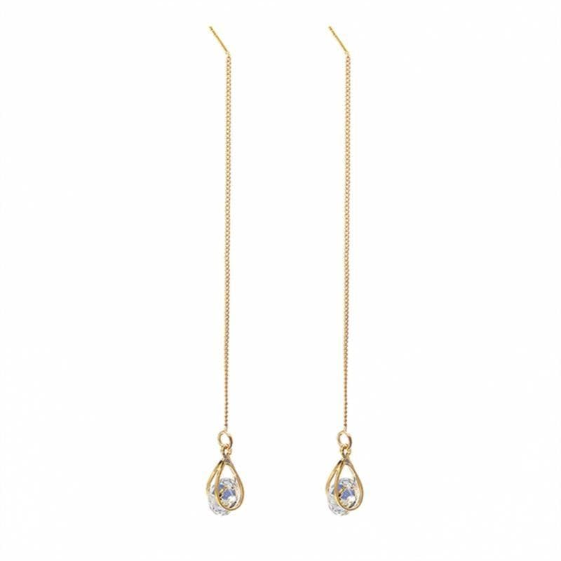 Isalyn - Elegant Long Rhinestone Drop Earrings