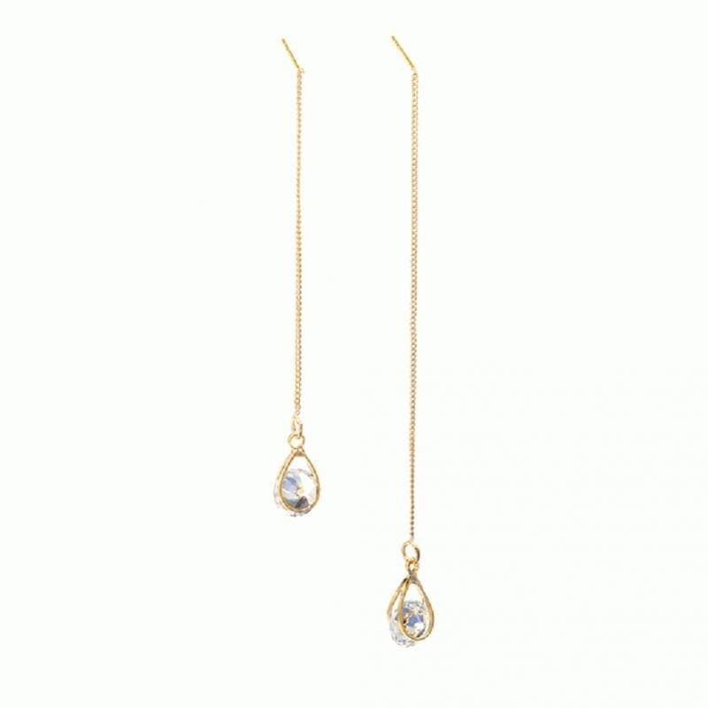 Isalyn - Elegant Long Rhinestone Drop Earrings