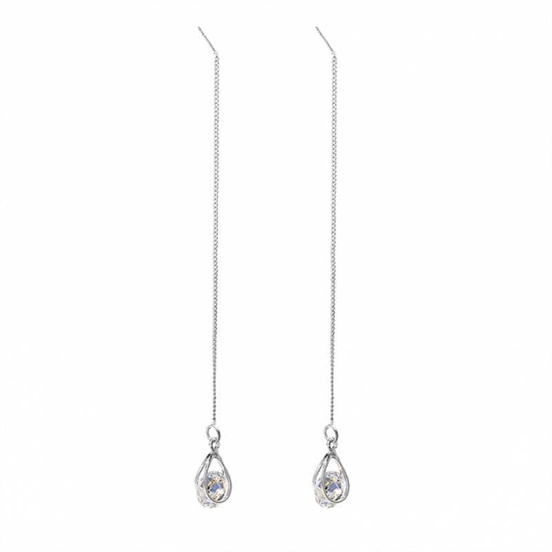 Isalyn - Elegant Long Rhinestone Drop Earrings