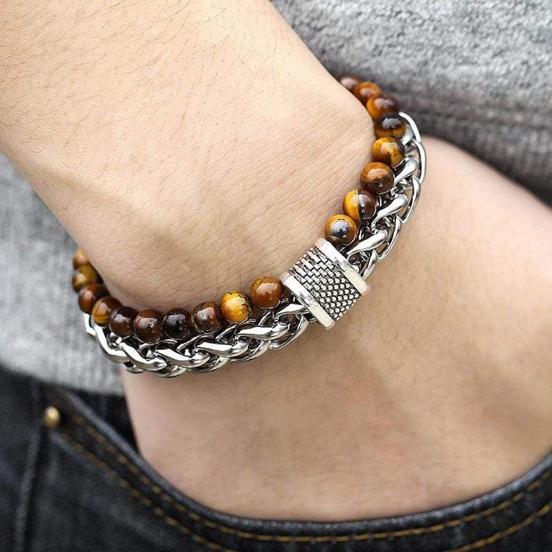 Tiger's Eye Beaded Bracelet for Men "The Warrior" - Asher