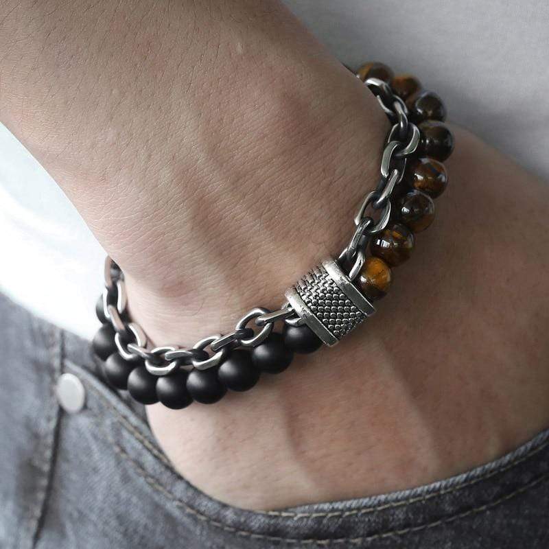 Tiger's Eye Beaded Bracelet for Men "The Warrior" - Asher