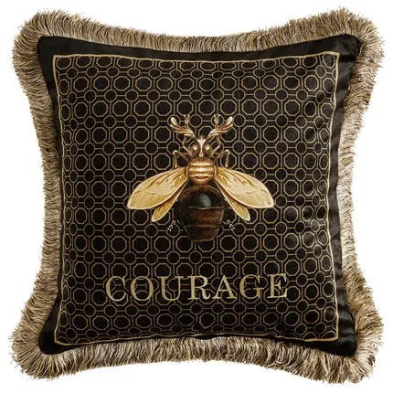 Luxury Golden Bee Print Cushion Cover for Elegant Interiors