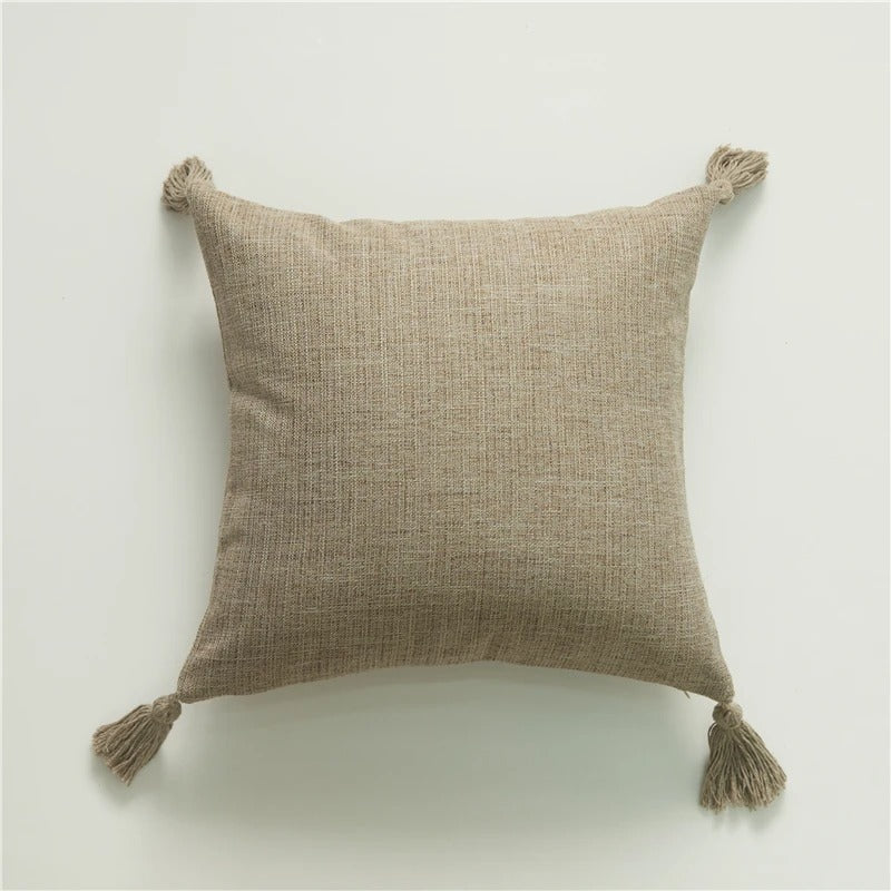 ImperialRest Cushion Cover - Elegant Linen Cushion Cover with Playful Tassels for Any Space