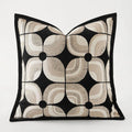 RegalRest Sofa Cushion Cover - Geometric Cushion Cover in Black and Khaki - Modern Elegance