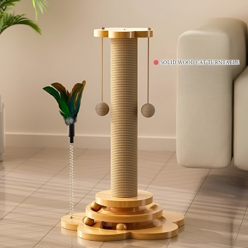 WoodPounce - Elegant Wooden Cat Toy for Interactive Play