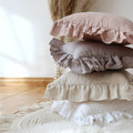 Elegant Linen Cushion Cover - Whiteh Ruffles for Ultimate Comfort