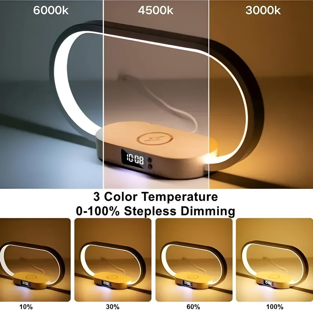 Stylish Multifunctional Lamp with Charging Station and Clock