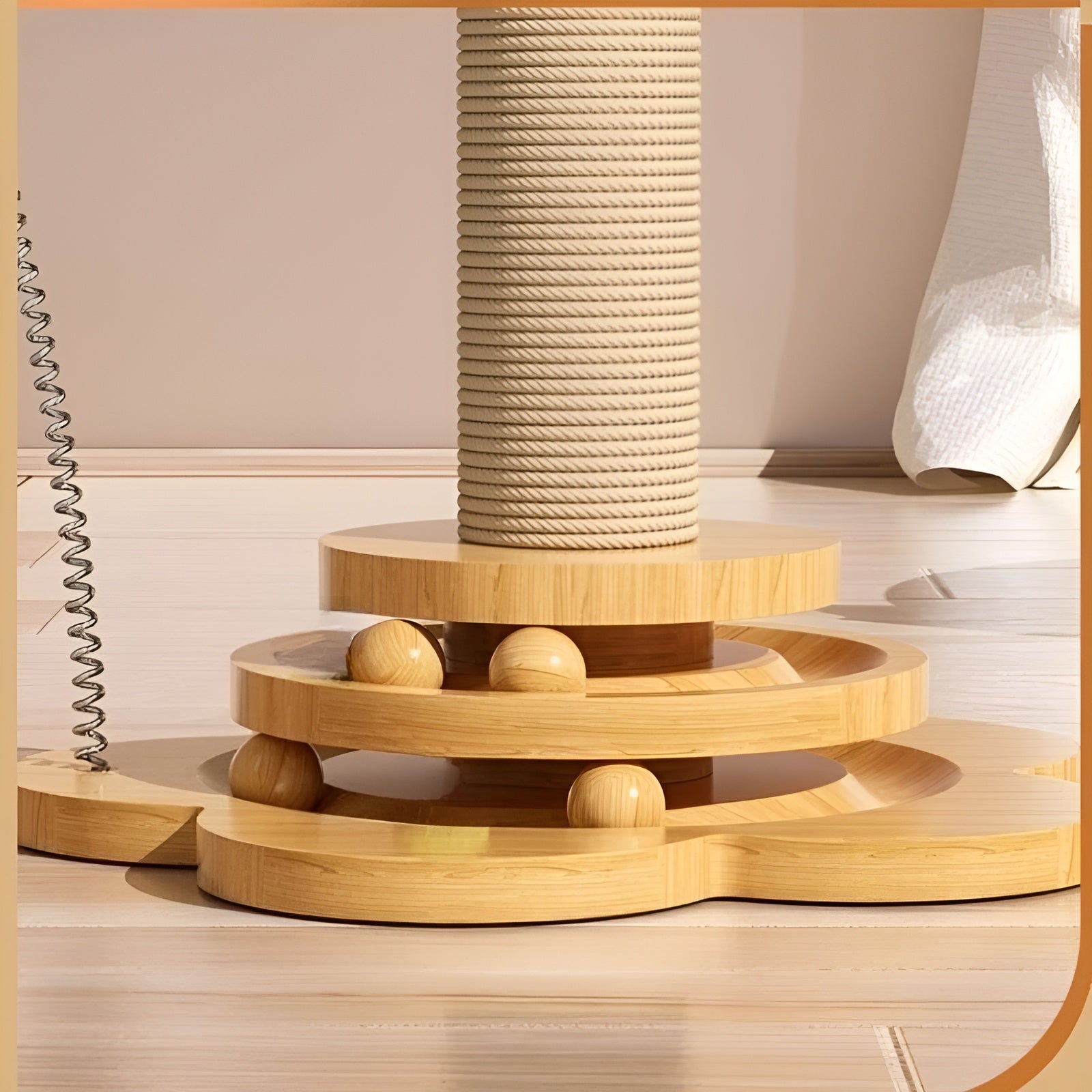 WoodPounce - Elegant Wooden Cat Toy for Interactive Play
