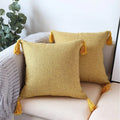 ImperialRest Cushion Cover - Elegant Linen Cushion Cover Whiteh Playful Tassels for Every Space