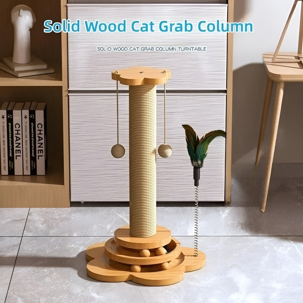 WoodPounce - Elegant Wooden Cat Toy for Interactive Play