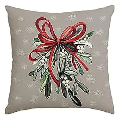 Christmas Cushion Cover - Festive Cushion Cover with Christmas Tree and Winter Theme - Green 45x45 cm