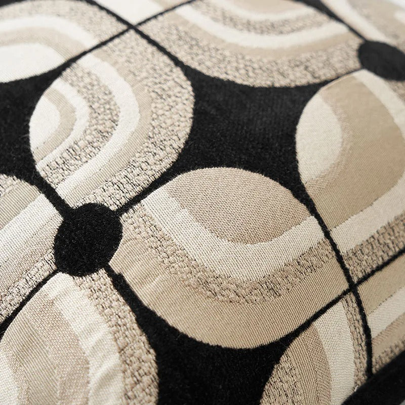 RegalRest Sofa Cushion Cover - Geometric Cushion Cover in Black and Khaki - Modern Elegance
