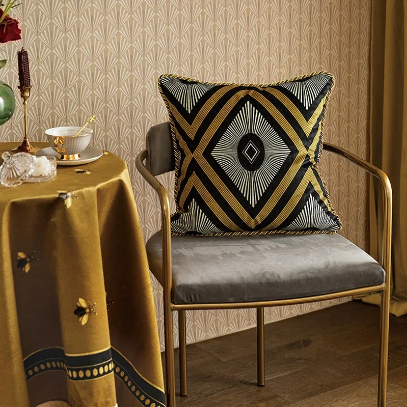 Luxury Golden Bee Print Cushion Cover for Elegant Interiors