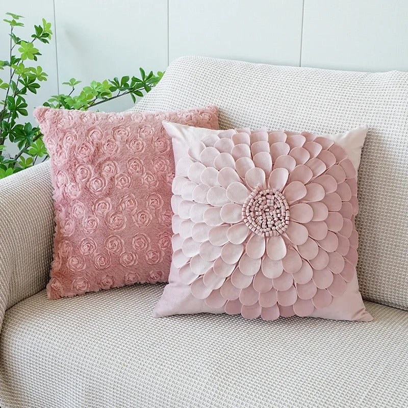 VelourVista Cushion Cover - Cute Pink Bunny Pillow for an Enchanting Interior