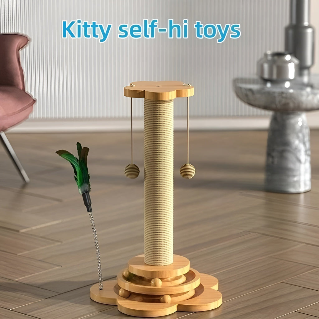 WoodPounce - Elegant Wooden Cat Toy for Interactive Play