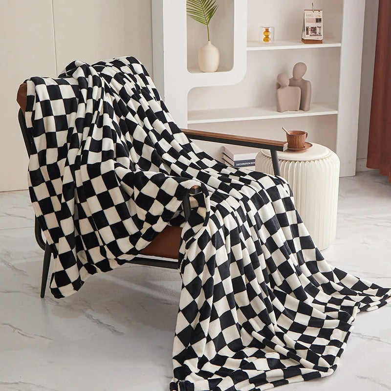 Tessellé Throw – Luxury Coral Velvet Plaid