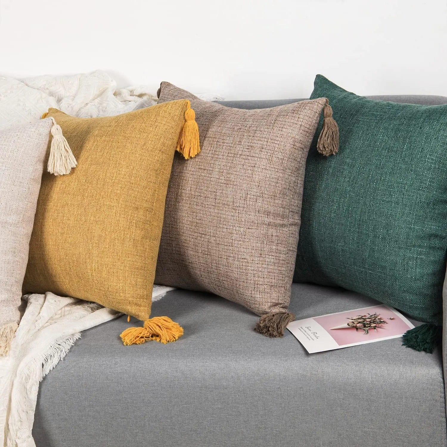 ImperialRest Kussenhoes - Elegante Linnen Kussenhoes met Speelse Kwastjes voor Elke Ruimte