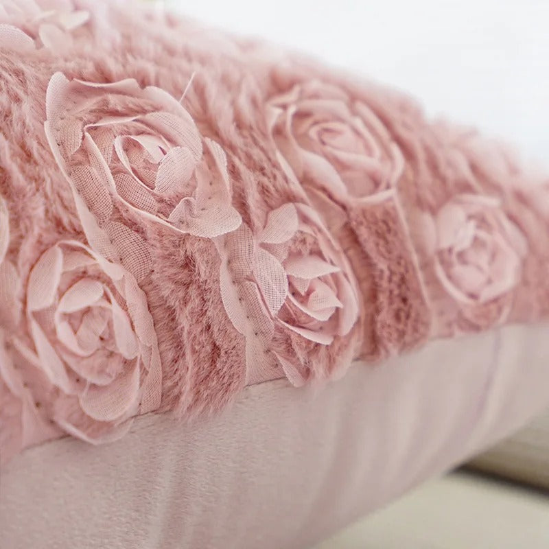VelourVista Cushion Cover - Cute Pink Bunny Pillow for an Enchanting Interior
