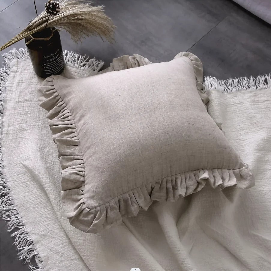 Elegant Linen Pillowcase - with Ruffles for Ultimate Comfort