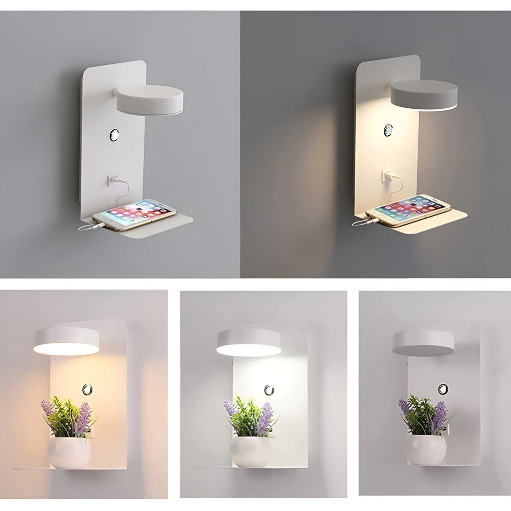 ChargeBright Luxe LED Wandlamp met USB Oplaadpoort - Modern Zwart-Wit Ontwerp