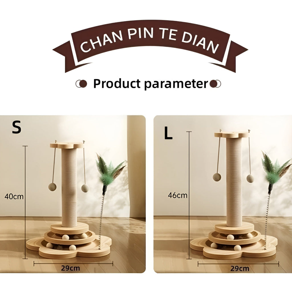 WoodPounce - Elegant Wooden Cat Toy for Interactive Play