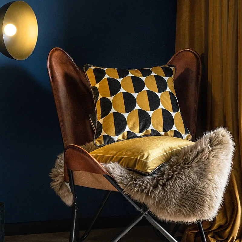Luxury Golden Bee Print Cushion Cover for Elegant Interiors