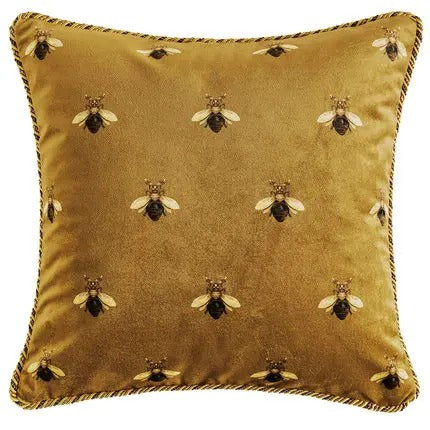 Luxury Golden Bee Print Cushion Cover for Elegant Interiors