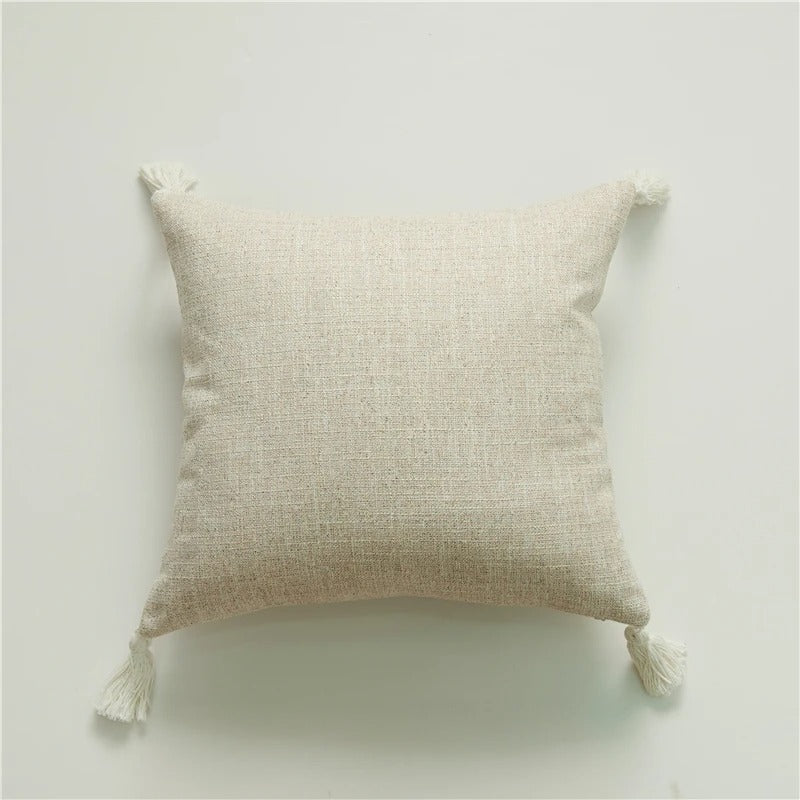 ImperialRest Cushion Cover - Elegant Linen Cushion Cover with Playful Tassels for Any Space