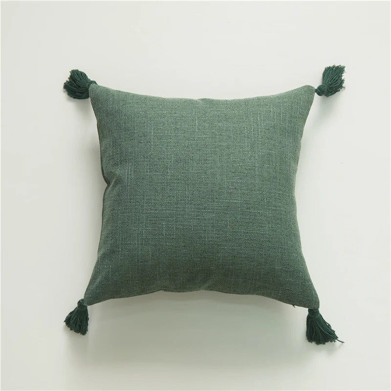 ImperialRest Cushion Cover - Elegant Linen Cushion Cover with Playful Tassels for Any Space