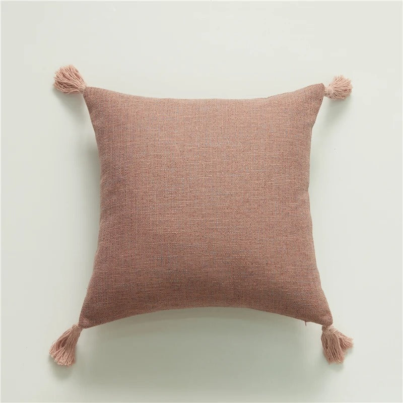 ImperialRest Cushion Cover - Elegant Linen Cushion Cover with Playful Tassels for Any Space