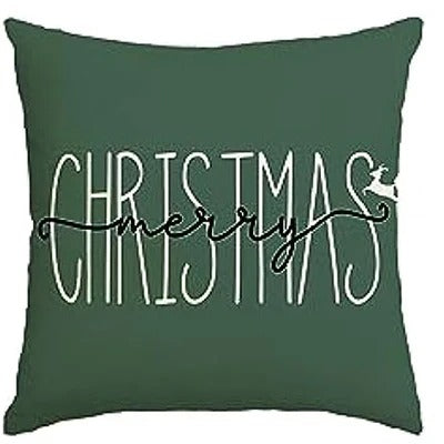 Christmas Cushion Cover - Festive Cushion Cover with Christmas Tree and Winter Theme - Green 45x45 cm