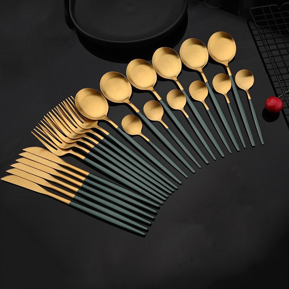 RoyalGlimmer Gold Cutlery Set - Gold Cutlery Set for a Luxurious Table Setting
