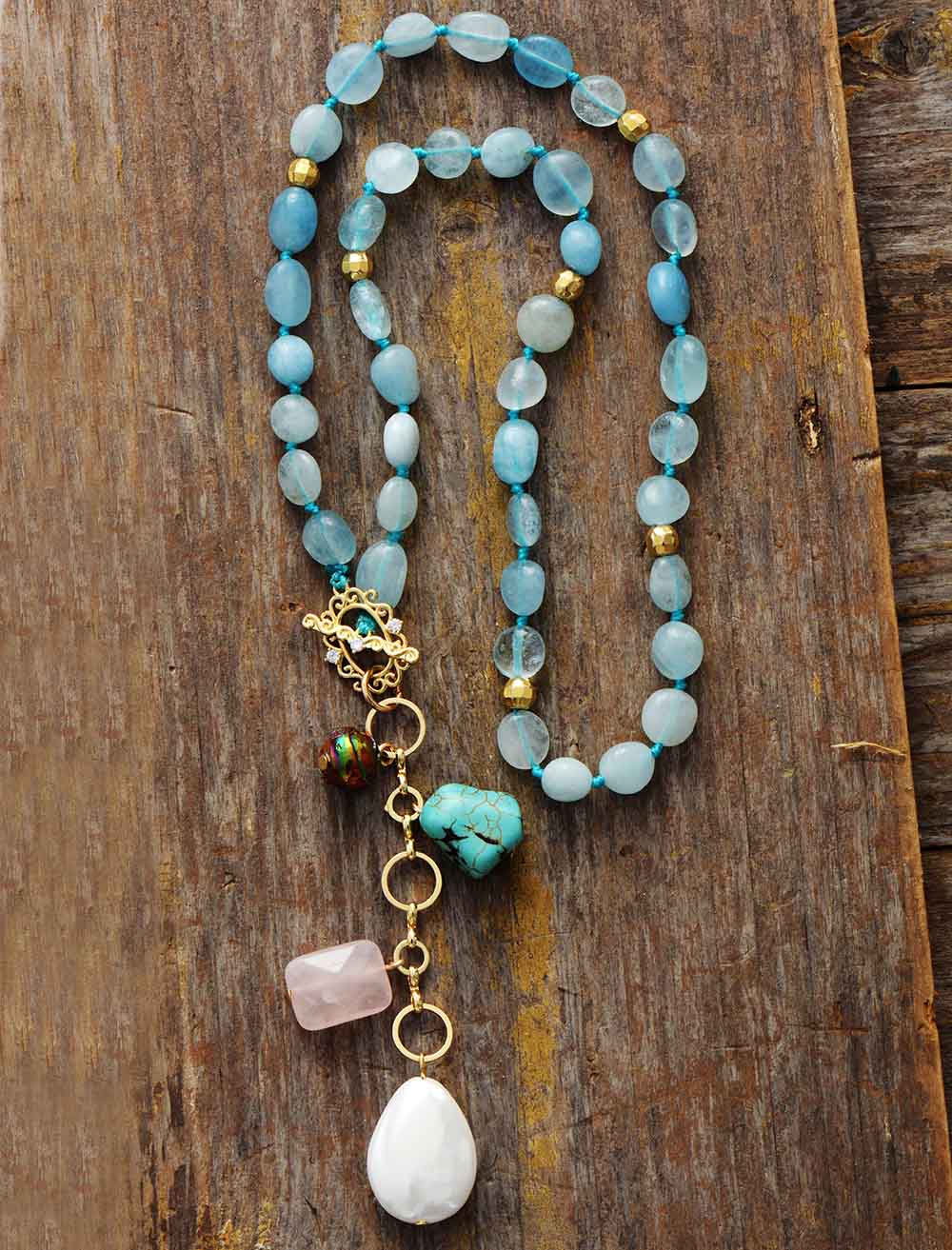 Maris Necklace – Elegant Ocean Drop Mala Necklace