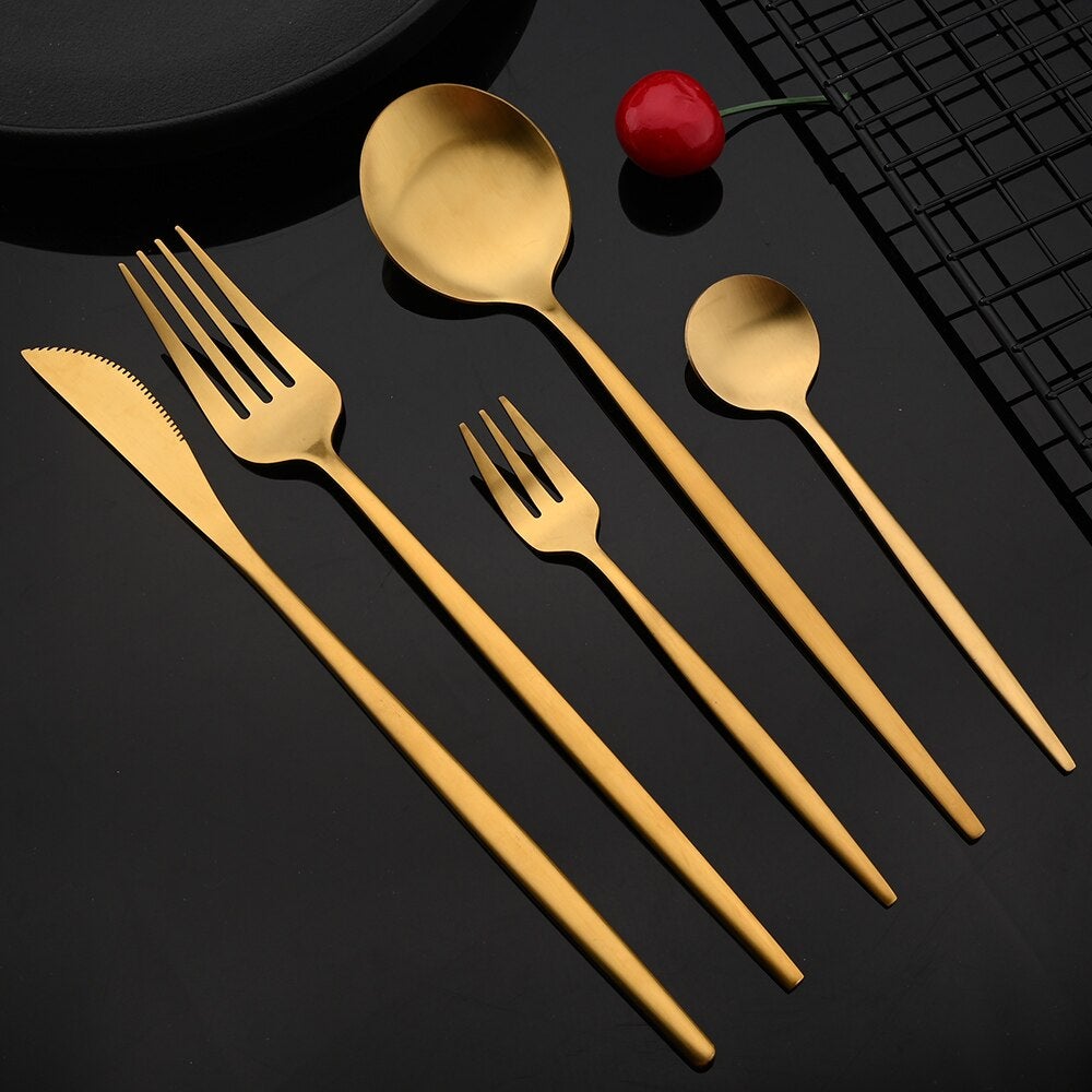 RoyalGlimmer Gold Cutlery Set - Gold Cutlery Set for a Luxurious Table Setting