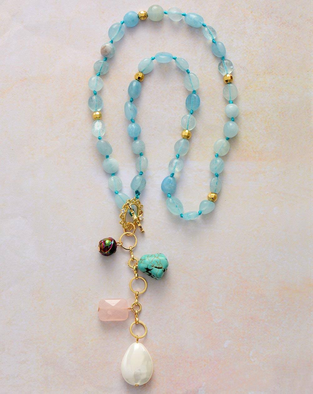 Maris Necklace – Elegant Ocean Drop Mala Necklace